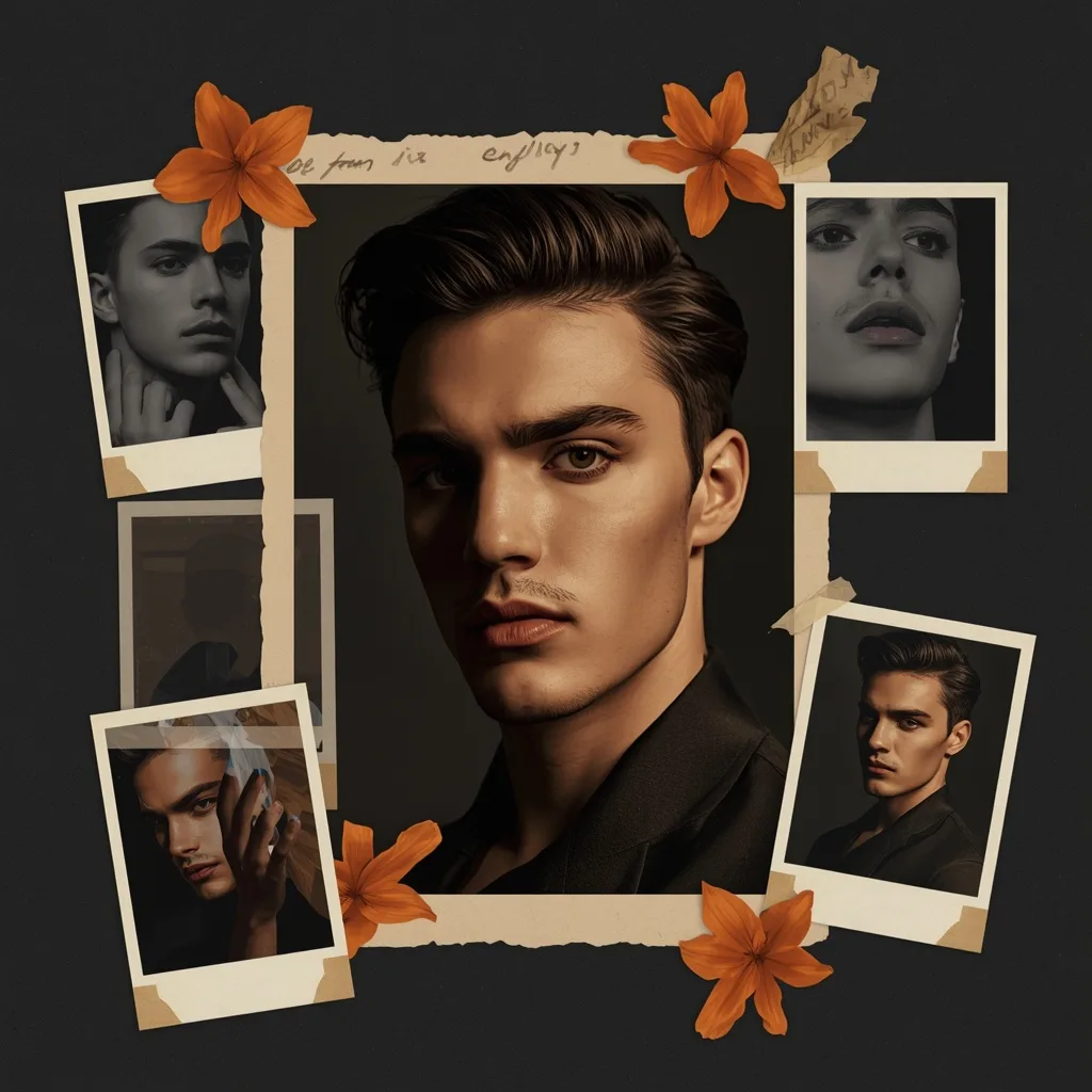Aesthetic Masculine Photo Collage with Vintage Vibes AI prompt example