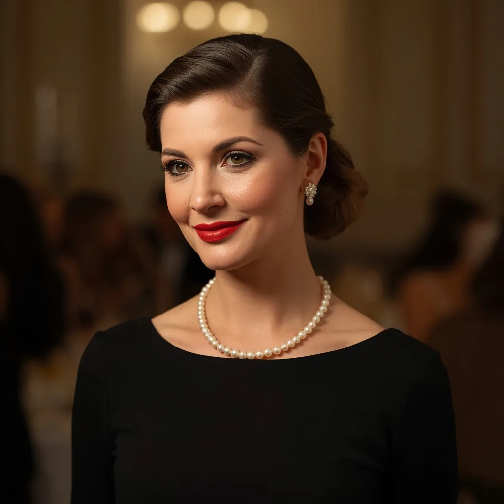Elegant Lady in a Classic Little Black Dress with a Pearl Necklace – Women's Prompts AI prompt example