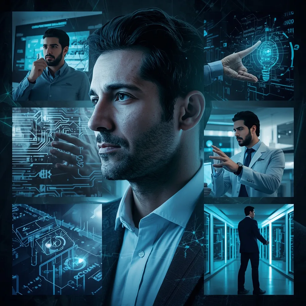 Masculine Collage: Tech Innovator's Vision Board – Premium Prompts AI prompt example