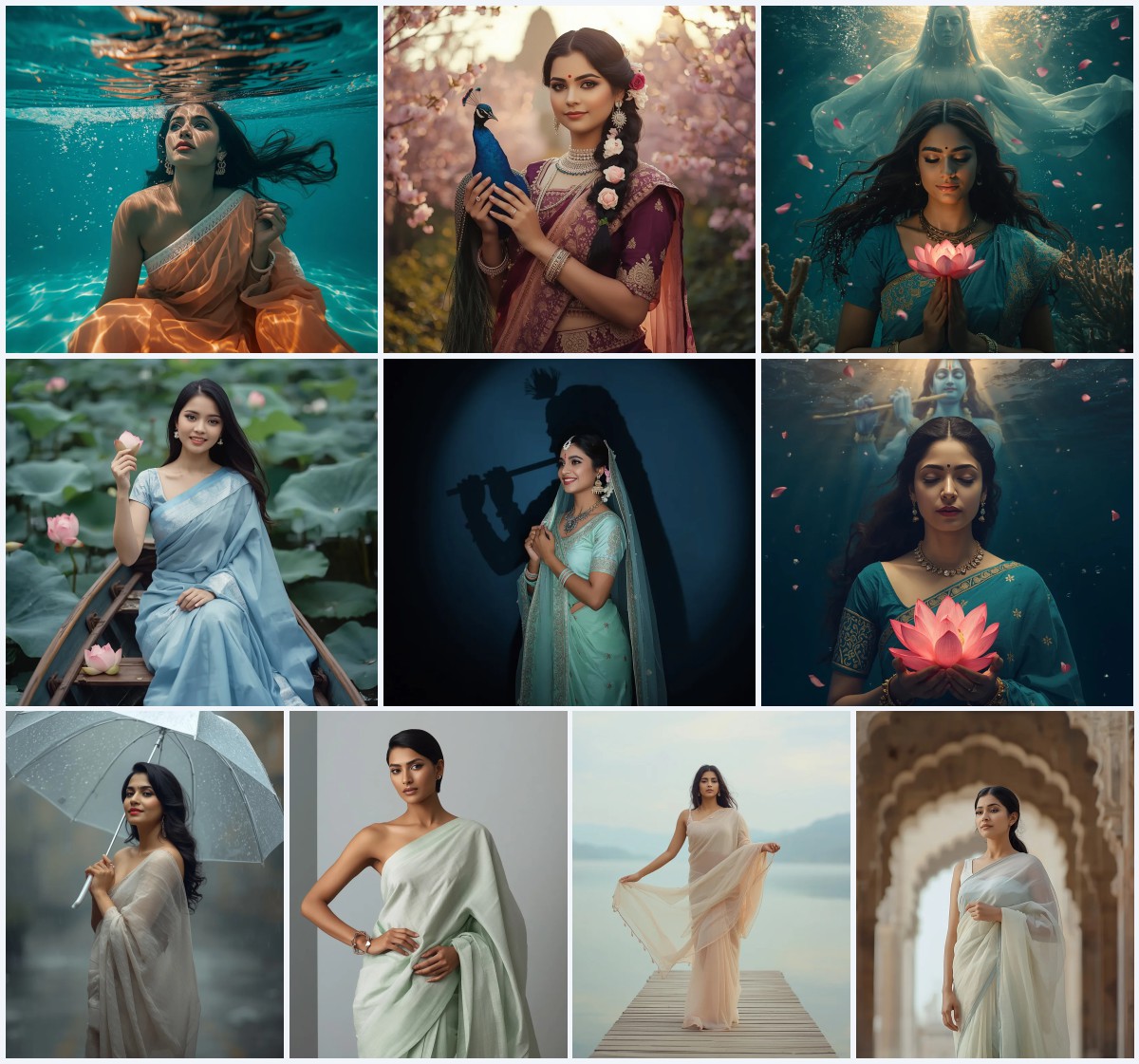 Best 10 Saree in Forest AI Prompts for Ethereal and Mystical Photography