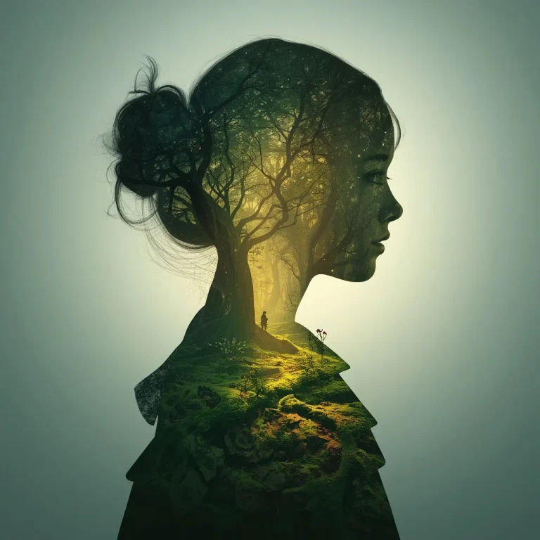 Enchanted Glade: A Beautiful Girl’s Silhouette Revealing a Fairy Tale Forest | Enchanting Double Exposure