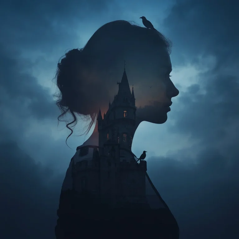 Gothic Romance: A Beautiful Girl’s Silhouette Revealing a Mysterious Castle | Dramatic Double Exposure