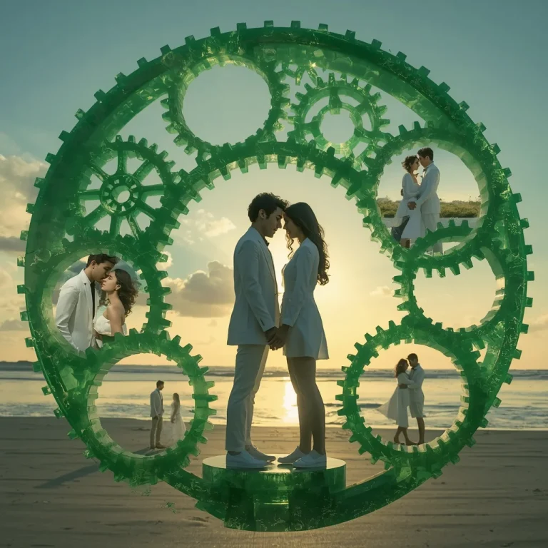 Jade Clockwork Mechanism Gear High Fashion Romantic Collage | Modern Collage Featuring