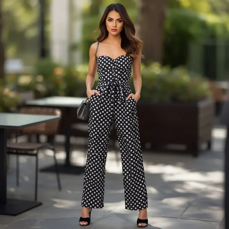 Modern Polka Dot Jumpsuit for a Trendy Brunch Date | gemini ai prompt copy paste