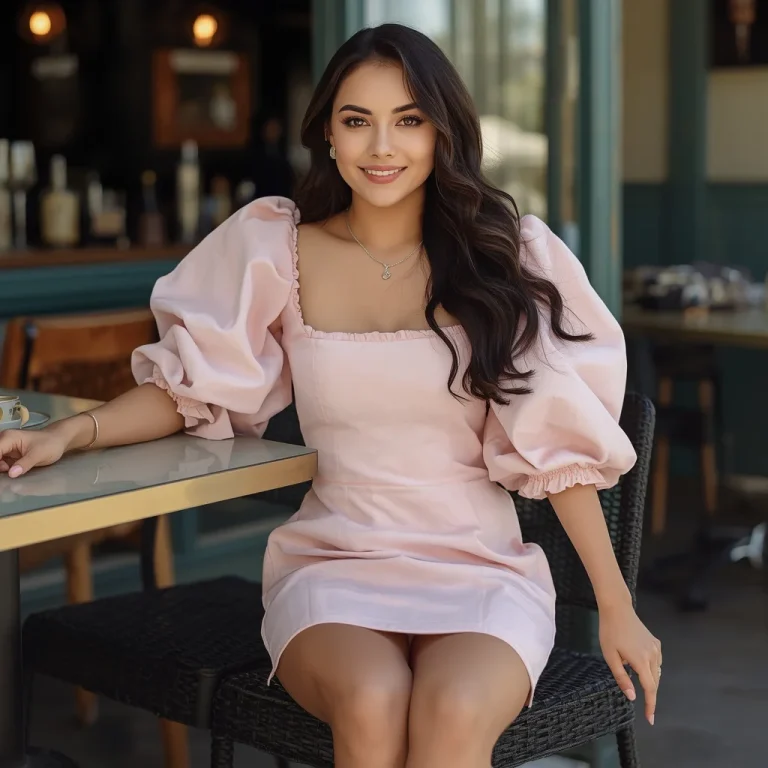 Playful Mini Dress with Puff Sleeves for a Fun Brunch Date | Traditional Girl Prompt