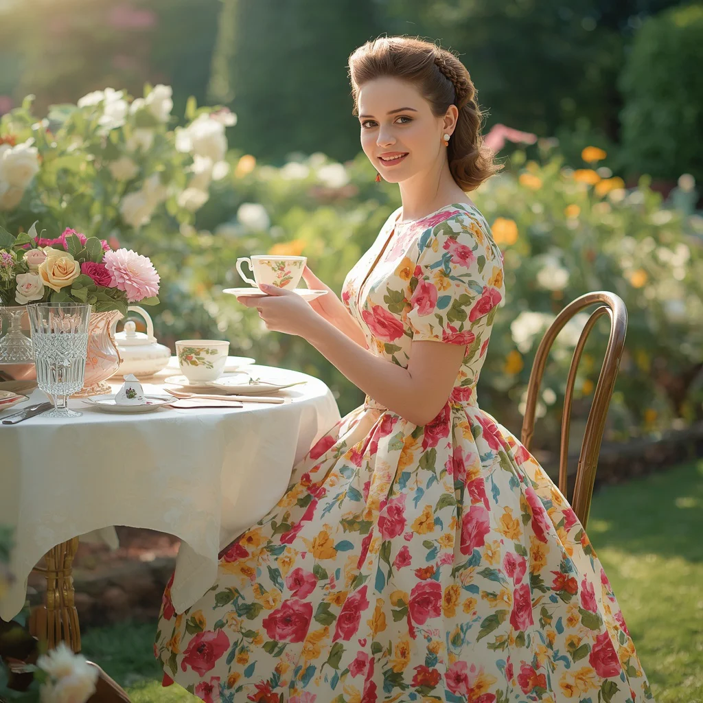 Vintage Floral Print Swing Dress for a Garden Tea Party | instagram prompt for traditional look for girl
